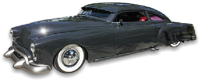 1949 Oldsmobile Full Custom Fastback hot rod. Designed and built by Mike Shceller of Harbor Hot Rods, Safety Harbor, Florida.