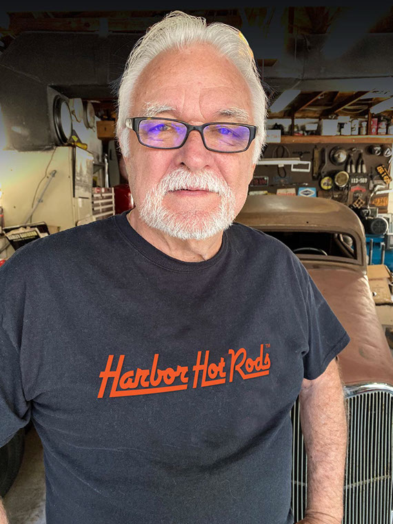 Mike Scheller. Owner of Harbor Hot Rods of Safety Harbor, Florida. Designer, builder, fabricator and repair expert.